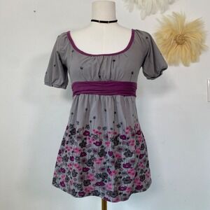 Fang Womens Y2K Fairy Grunge Whimsigoth Babydoll Top Size S Tie Waist Preppy